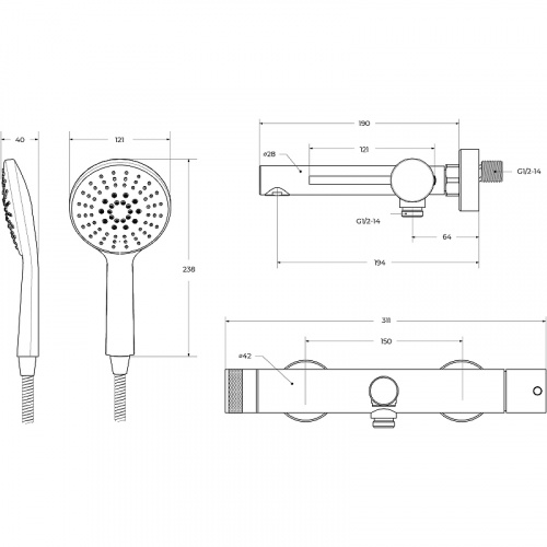 фото смеситель для ванны cezares relax relax-vd-nop черный матовый