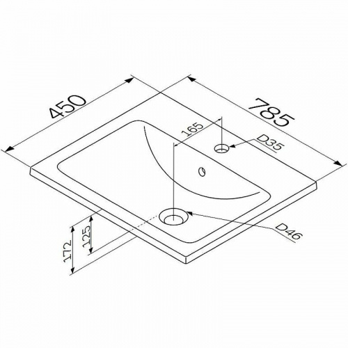 картинка M85AWCC0802WG64 X-Joy, Раковина мебельная, керамическая, 80 см, встроенная, цвет: белый, глянец от магазина Сантехстрой