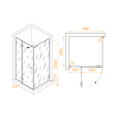 картинка Душевой уголок RGW SV-040 100* 90*200 профиль Хром стекло Прозрачное от магазина Сантехстрой