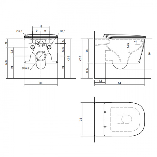 картинка ANTONIO LUPI KOMODO Унитаз подвесной безободковый 540х360х260 мм., с крышкой-сиденьем FLAT с механизмом "soft-close", цвет белый матовый от магазина Сантехстрой