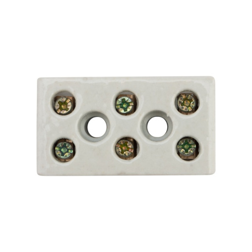 картинка Клемма керамическая винтовая КВ 16 мм² 3 пары контактов с крепежным отверстием REXANT (45 шт. /уп. ) от магазина Сантехстрой