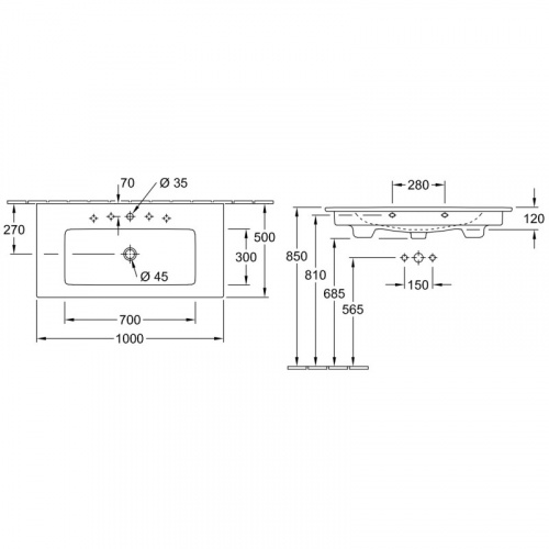 картинка Раковина 100x50 см Villeroy & Boch Venticello 4104ALR1 от магазина Сантехстрой