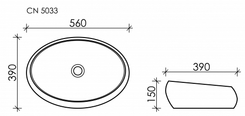 картинка CN5033 Умывальник чаша накладная овальная Element 560*390*150мм от магазина Сантехстрой
