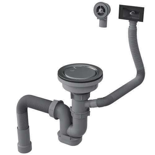 картинка Сифон для одночашевой кухонной мойки с выпуском Reflexion Arno RX3001SS полированная сталь от магазина Сантехстрой