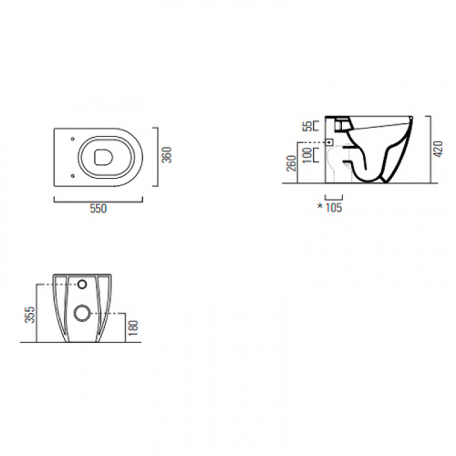 картинка Унитаз GSI Pura 880311 приставной без сиденья от магазина Сантехстрой