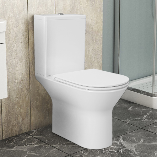 картинка Унитаз - компакт Azario Dante 360х660х805 напольный, безободковый, быстросъемное сиденье микролифт (93589) от магазина Сантехстрой