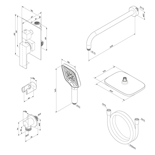 картинка 953520300 Gala встраиваемая душевая система со смесителем для душа, чёрный от магазина Сантехстрой