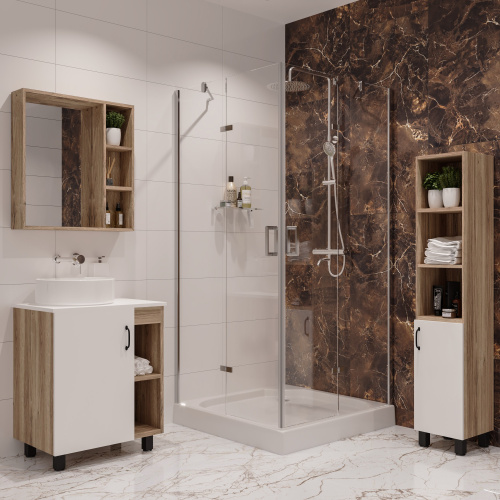 картинка Душевое ограждение Niagara Nova NG-6613-08 (90х90х195) квадрат,хром,двери распашные,стекло прозрачное,1 место от магазина Сантехстрой