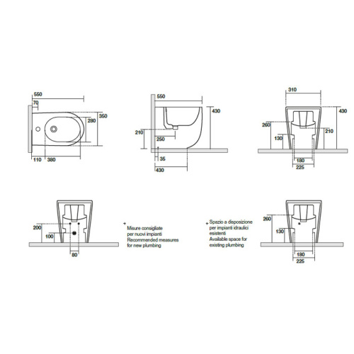 картинка Kerasan Nolita Биде напольное с 1 отв. под смеситель 55х35 см, с креплениями WB5N, цвет черный  матовый от магазина Сантехстрой