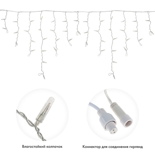 картинка Гирлянда светодиодная Бахрома (Айсикл) 4,8х0,6м 176 LED RGB прозрачный ПВХ IP65 свечение с динамикой 230В нужен контроллер 245-908 NEON-NIGHT от магазина Сантехстрой