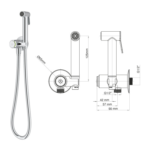 картинка BTK6704 Гигиенический душ с запорным вентилем Touch черный TESKA TESKA от магазина Сантехстрой