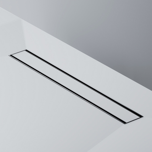 картинка W02SC-U11-060-04BM PrimeFlow Трап для душа линейный универс затвор Tile 60см цвет черн мат от магазина Сантехстрой