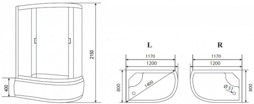 картинка Душевая кабина Loranto cs-66120l f 120*80*215  2000x1100 от магазина Сантехстрой