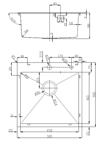 картинка Кухонная мойка D&K нержавеющая сталь графит (DKS505006) от магазина Сантехстрой