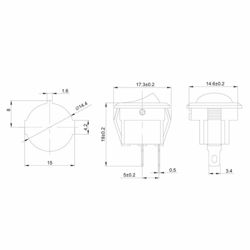 картинка Выключатель клавишный круглый 250V 3А (2с) ON-OFF черный Micro (RWB-105, SC-214) REXANT от магазина Сантехстрой
