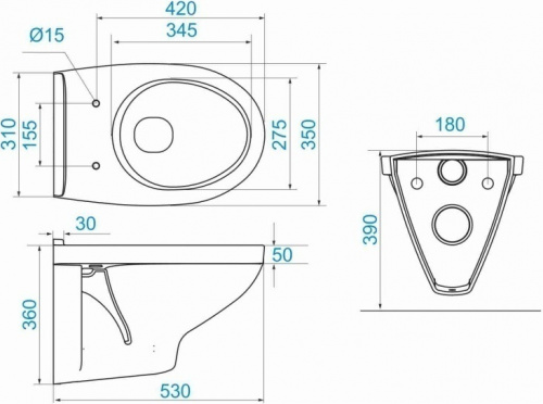 картинка Унитаз + инсталляция Santek Бореаль 1.WH30.2.464, подвесной, с сиденьем, панель белого цвета от магазина Сантехстрой