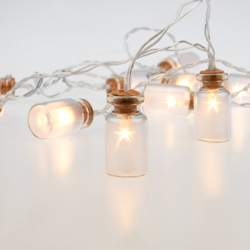 картинка Гирлянда светодиодная Баночки 1,5 м,  10 LED,  прозрачный ПВХ,  цвет свечения теплый белый,  2 х АА (батарейки не в комплекте) NEON-NIGHT от магазина Сантехстрой