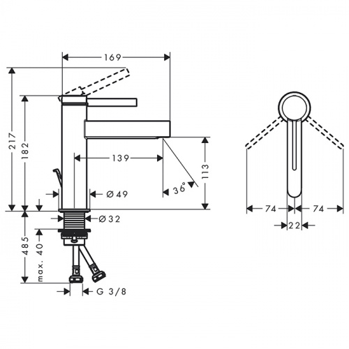 картинка HG Finoris Смеситель для раковины 110, цвет хром от магазина Сантехстрой
