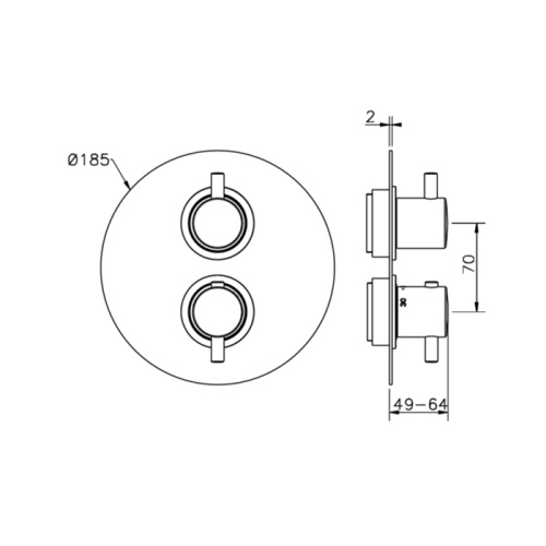 картинка CISAL Less New Внешняя часть встраиваемого термостатического смесителя с переключателем на 3 положения, цвет хром от магазина Сантехстрой