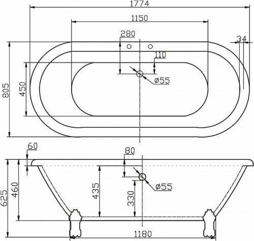 картинка Акриловая ванна BelBagno 177x80 BB21 от магазина Сантехстрой