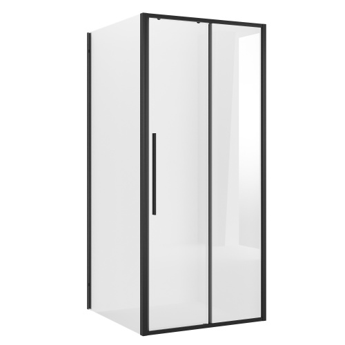 картинка Душевое ограждение Niagara Nova NG-84-9AB-A100B-34 (90х100х195) прямоугольник,черный матовый,дверь раздвижная,стекло прозрачное,2 места от магазина Сантехстрой
