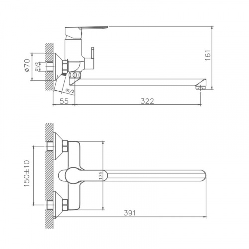 картинка Смеситель для ванны Haiba (HB22557-8) от магазина Сантехстрой