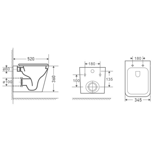 картинка Унитаз подвесной Azario Boca 520х360х345 безободковый с сиденьем микролифт, черный матовый (AZ-2002-MB) от магазина Сантехстрой