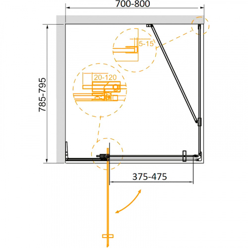 картинка Душевой уголок Cezares Slider 70x80 SLIDER-AH-1-80-70/80-GRIGIO-Cr профиль Хром стекло серое от магазина Сантехстрой