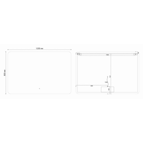 картинка Зеркало LED VLM-3BE120-2 1200х800 c сенсорным выключателем и диммером, антизапотевание от магазина Сантехстрой