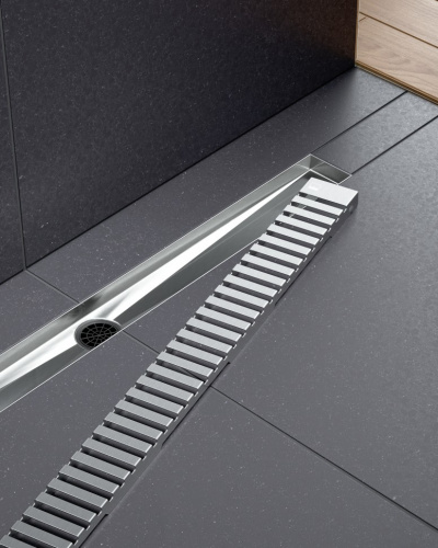 картинка Душевой лоток TIMO Drain System 600  с вставкой "lines", Хром (DS230106/00) от магазина Сантехстрой