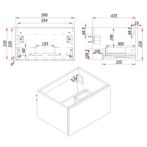 картинка Тумба под раковину/столешницу Кито Флавио 60 Лиони РЕТ от магазина Сантехстрой