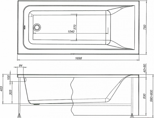 картинка Акриловая ванна Aquanet Bright 170х75 233141 без гидромассажа от магазина Сантехстрой