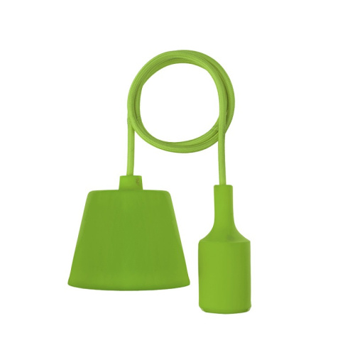 картинка Патрон E27 силиконовый со шнуром 1 м зеленый REXANT от магазина Сантехстрой