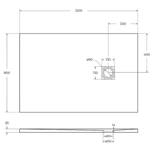 картинка Душевой поддон из искусственного камня BelBagno Uno 120x80 TRAY-MR-UNO-AH-120/80-35-NERO Черный от магазина Сантехстрой