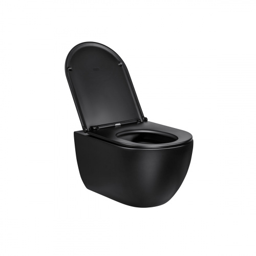 картинка Унитаз подвесной Evo VT1-34MB безободковый, цвет матовый черный, ультратонкое soft-close сиденье от магазина Сантехстрой