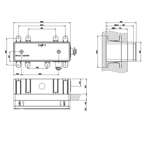 картинка Gessi Внутренняя часть встраиваемого однорычажного смесителя с изливом от магазина Сантехстрой