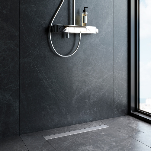 картинка W02SC-U11-060-04SB PrimeFlow Трап для душа линейный универс затвор Tile 60см цвет сталь мат от магазина Сантехстрой