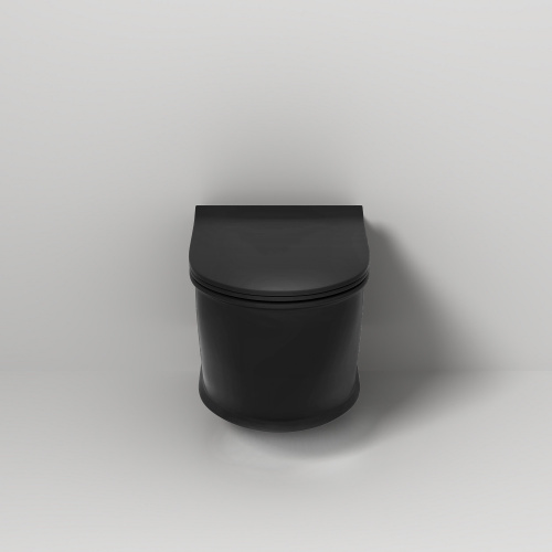 картинка Унитаз GR-4482BMS Retro (545*370*360) ЧЕРНЫЙ МАТОВЫЙ подвесной БЕЗОБОДКОВЫЙ с тонкой крышкой от магазина Сантехстрой