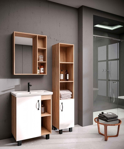 картинка Шкаф пенал Grossman Флай 30 R 303001 Дуб сонома Белый от магазина Сантехстрой