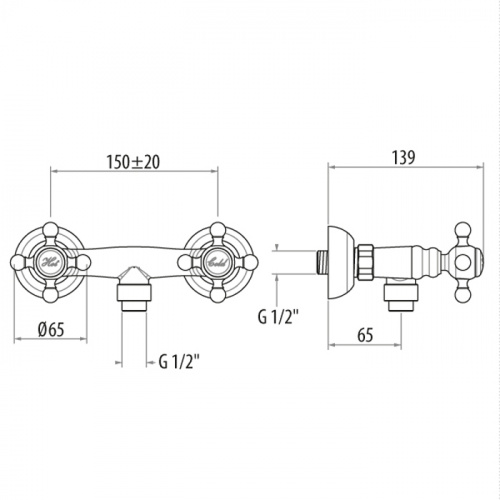 фото смеситель для ванны santek баус с ручным душем, керамический картридж, хром (wh5a10010c001)