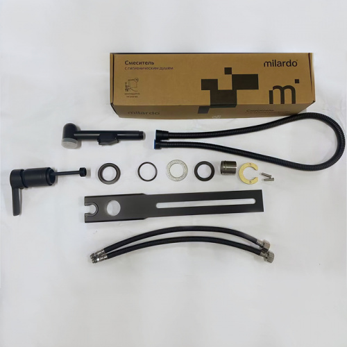 картинка Гигиенический душ Milardo с установкой на унитаз, черный матовый, Tidy (001BL00M08) от магазина Сантехстрой