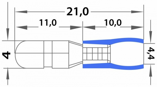 картинка Разъем штекерный изолированный штекер 4 мм 1.5-2.5 мм² (РШи-п 2.5-4/РШИп 2-5-4) синий REXANT от магазина Сантехстрой