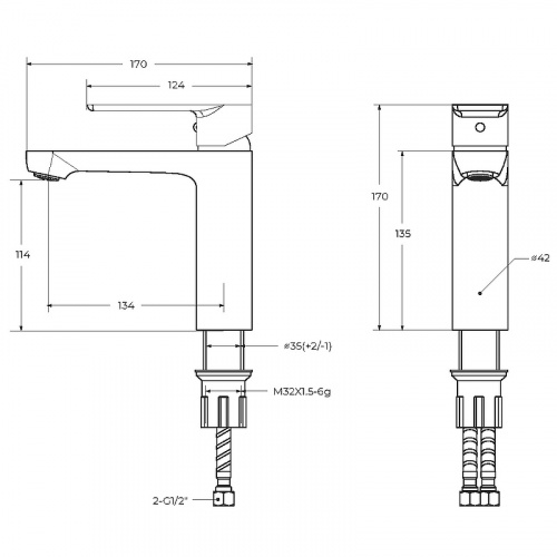 картинка Смеситель для раковины Cezares Stylus STYLUS-LS-NOP Черный матовый от магазина Сантехстрой