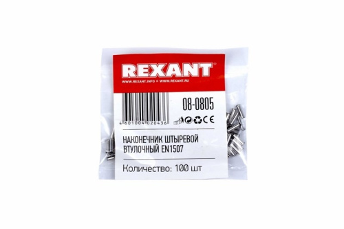 картинка Наконечник штыревой втулочный L-7 мм 1.5 мм² (НШВ 1.5-8/НГ 1.5-7) REXANT от магазина Сантехстрой