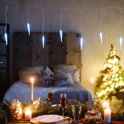 картинка Гирлянда Сосульки 1,5х0,25 м,  прозрачный провод,  белый цвет свечения NEON-NIGHT от магазина Сантехстрой