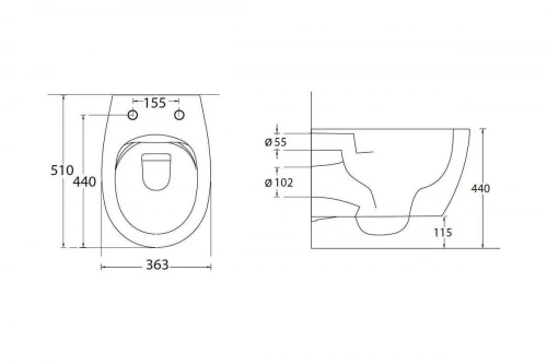 картинка Подвесной унитаз ALLEN BRAU FANTASY rimless, без сиденья, 510x363 мм, белый матовый 4.11004.21 00323979 от магазина Сантехстрой