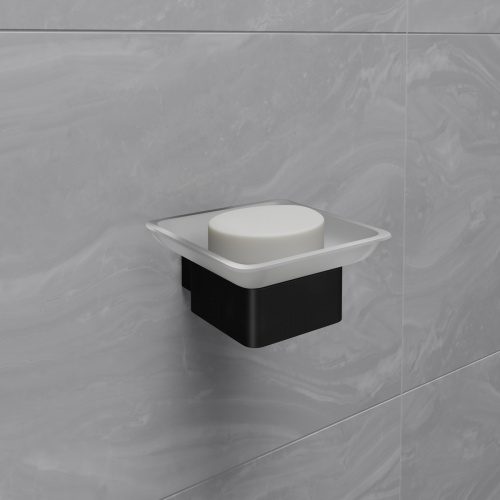 картинка Мыльница Lemark SMOOTH LINE с держателем, чёрный матовый (9742017) от магазина Сантехстрой