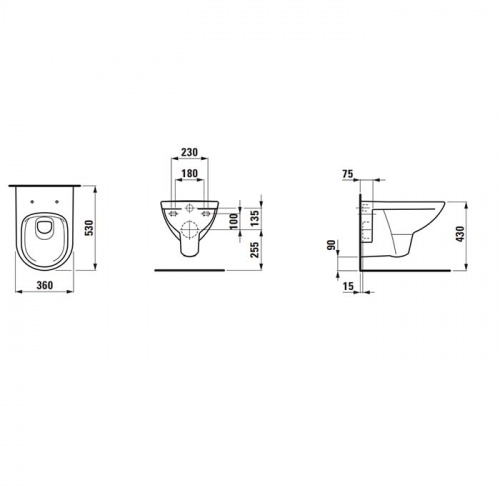 картинка LAUFEN PRO  Унитаз подвесной 530x360x345 мм., безободковый, цвет белый от магазина Сантехстрой