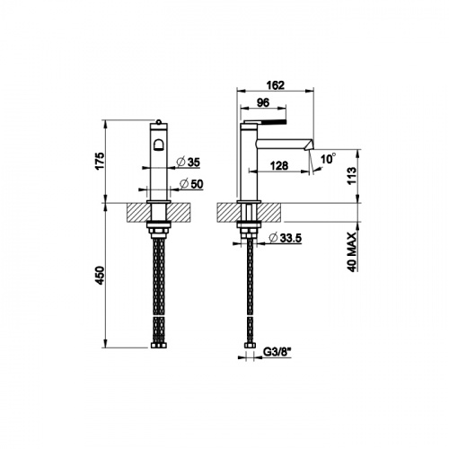 картинка Gessi Ingranaggio Смеситель для раковины без донного клапана, с соединительными шлангами, цвет: хром от магазина Сантехстрой