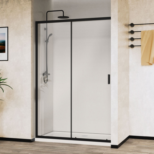 картинка Душевая дверь City VDS-5CT140CLB, 1400, черный, стекло прозрачное от магазина Сантехстрой